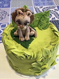 Bolo Fake Infantil Floresta 12 cm – Leãozinho Artesanal (Personalizável)