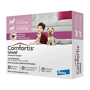 COMFORTIS 140 MG (4,5 - 9KGS) - 01 DOSE Cães de 2,3 a 4,5Kg e Gatos de 1,4 a 2,8Kg