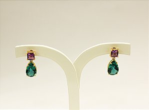 Brincos gota carré zircônia