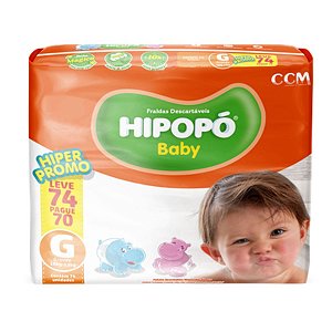 Fralda Hipopó Baby Hiper Proteção Tamanho G Com 74 Unidades