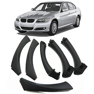 Kit Puxador Interno Porta 318i 320i 325i 330i 335i 2005 a 2012 E90 Cor Preto 6pcs