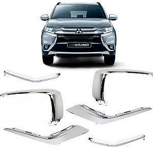 Kit Completo Friso Moldura Cromada Outlander 2016 2017 2018 Frente