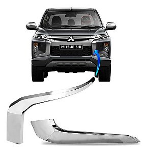 Kit Moldura Aplique Friso Cromado Parachoque L200 Triton 2020 a 2024 Esquerdo