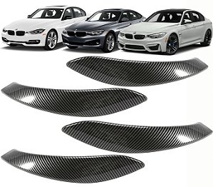 Kit Aplique Puxador Porta Interno Bmw 320 328i Sedan 2013 a 2019 Fibra Carbono
