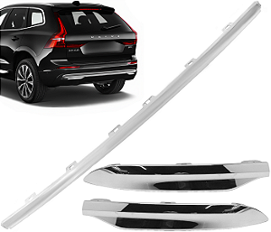 Kit Friso Aplique Completo Cromado Parachoque Traseiro Xc60 2022 a 2024