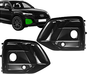 Par Moldura Grade Farol Milha Audi Q5 Sportback Performance Black 2021 a 2025