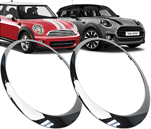 Par Moldura Aro Cromado Farol Mini Cooper S Clubman Roadster Coupe R55 R56 R57 R58 R59 2007 a 2015