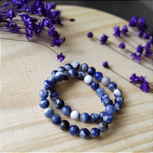 Pulseira Sodalita 8mm; Proteção - Clareza Mental - Direcionamento