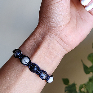 Pulseira Shambala; Jaspe Zebra - Saúde - Proteção - Harmonia