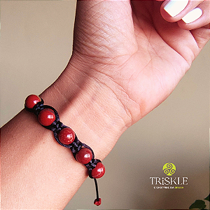 Pulseira Shambala Jaspe Vermelho; Vitalidade - Coragem