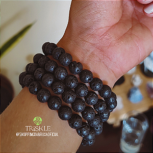 Pulseira Pedra Vulcânica 8mm - Resiliência - Proteção - Força