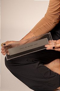 Placa Espelhada Prata no Acrílico - Gosto de abraço casa