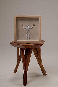 Quadro Moldura Madeira Escultura São Francisco de Assis