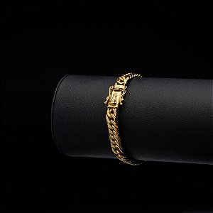 Pulseira Grumet (7 mm) - Fecho Gaveta Dupla com Nª Senhora Aparecida cravejada