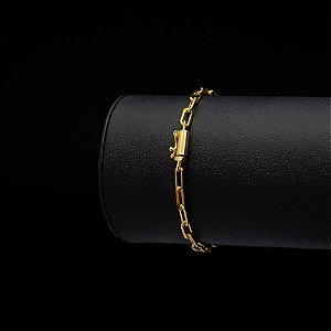 Pulseira Cadeado Longo (4 mm) - Fecho Bomba - 22 cm