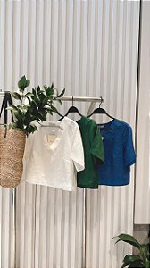 Blusa Decote V em Linho