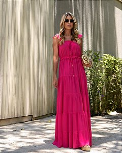 Vestido Longo de Alça em Chiffon