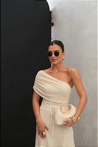 Blusa Ombro Único Malha Rendada Boho Chic