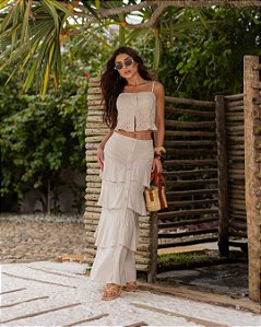 Conjunto ISA -Saia + Mais Cropped Bordado