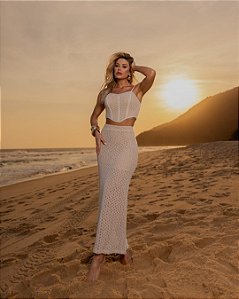 Conjunto Saia Midi com Cropped Sandra