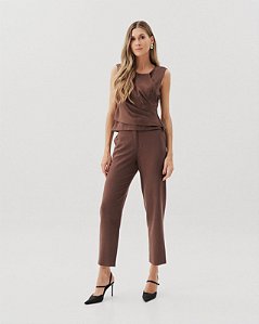 Conjunto Calça + Blusa Regata Com Pregas