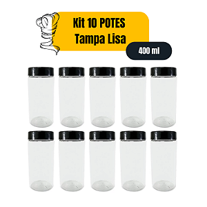 Pote Plástico Redondo Tampa Lisa - 400ml  X 10