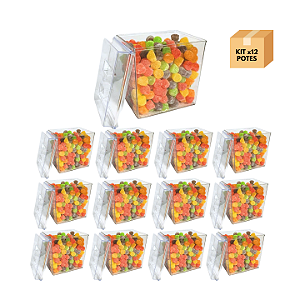 Pote Expositor Acrílico Retangular 1,5 Litros Kit c/ 12