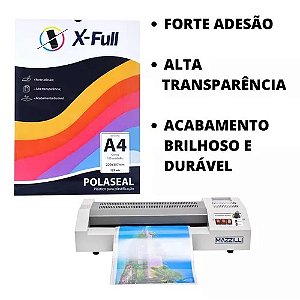 PLÁSTICO PARA PLASTIFICAÇÃO A4 PACOTE C/ 100 UNIDADES - POUCH FILM - 125MIC - X-FULL
