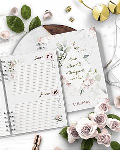 Agenda permanente floral rosa