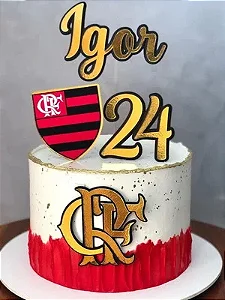 Topo bolo flamengo - Dourado com preto