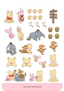 Cartela de Adesivos - Pooh