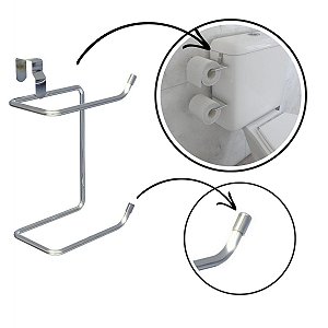 Porta papel higiênico papeleira dupla para caixa acoplada Stolf cromada para 2 rolos 1453-STD