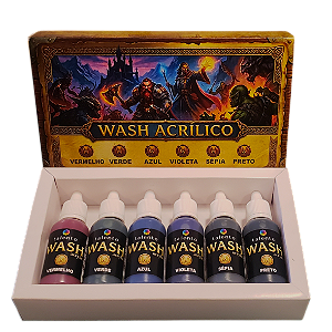 Kit Wash Acrílico com 6 cores - 20ml cada - und
