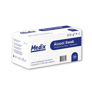 ÁLCOOL SWAB 70% CAIXA COM 100UN - MEDIX