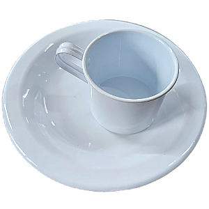 Prato E Caneca De Ágata Branca