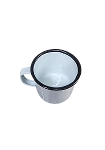 Caneca Xícara De Ágata Esmaltada Branca 6cm