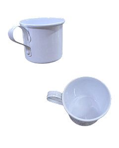 Caneca Xícara De Ágata Esmaltada Branca 6cm