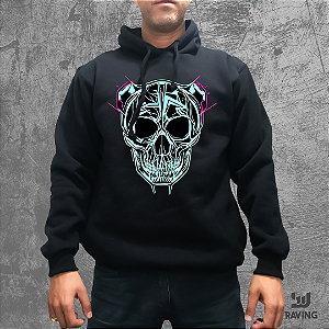 Moletom com capuz e bolsos laterais Raving Skull Yellow