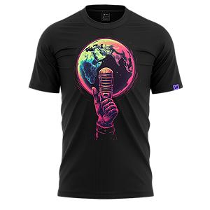 Camiseta Casual World Singer (Cor Preto)