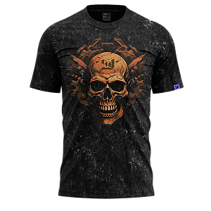 Camiseta Raving Skull Machine (Cor Preto Marmorizado)