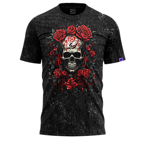 Camiseta Raving Heavy Roses (Cor Preto Marmorizado)