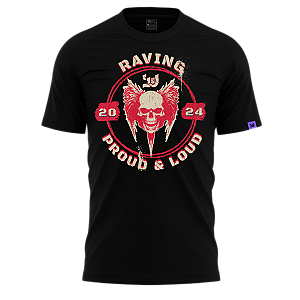 Camiseta Raving Skull Proud (preto)