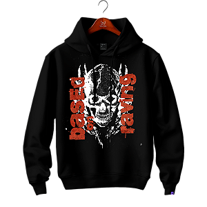 Moletom com capuz e bolsos laterais Raving Skull Based (Cor preto)