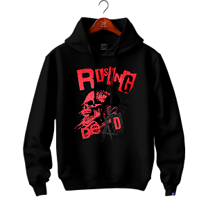 Moletom com capuz e bolsos laterais Raving Skull Rising (Cor preto)