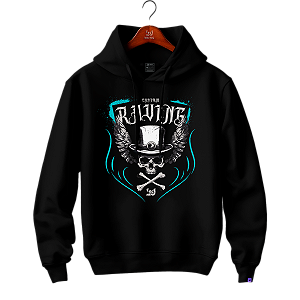 Moletom com capuz e bolsos laterais Raving Skull Top Hat (Cor preto)