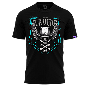 Camiseta Raving Skull Top Hat (Cor Preto)