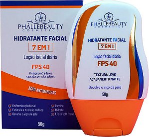 Protetor Solar com Hidratante Facial 7 em 1 com FPS40 PhalleBeauty - 50g