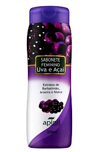 SABONETE ÍNTIMO FEMININO AROMA DE UVA E AÇAI 200ML APINIL COSMÉTICOS