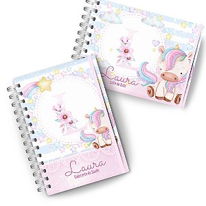 Kit Maternidade: ( Caderneta + Livro do Bebê) - Unicórnio