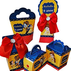 Kit 15 Festa Bela e A Fera : Caixinhas Personalizadas